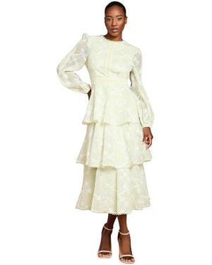 Coast Long Sleeve Lace Midi Dress - White