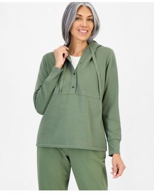 Style & Co. Petite Long-sleeve Snap Hoodie - Green