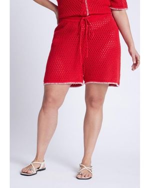 Eloquii Plus Size Crochet Knitted Short - Red