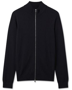 Reiss Merino Wool Funnel-neck Cardigan - Blue