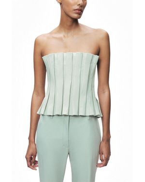 Nocturne Pleated Strapless Bustier Top - Blue