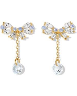 Girls Crew Crystal Mini Bow Dew Drop Earrings - White