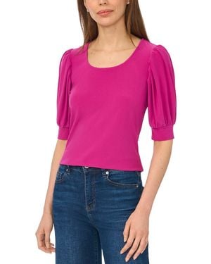 Cece Shirred Scoop-neck 3/4-sleeve Knit Top - Pink