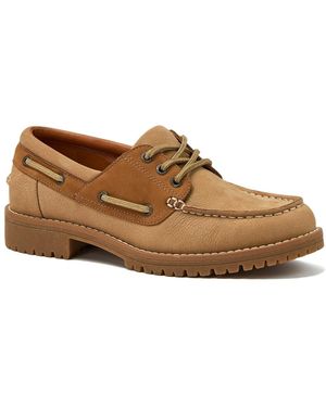 Lands' End Seaport Leather Lace Up Boat Shoes - Brown