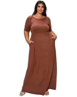L I V D Plus Size Eva Pocket Maxi Dress - Red