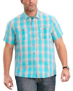 Kingsize Big & Tall Short-sleeve Plaid Shirt - Blue