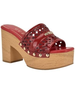 Guess Quill Wooden Platform Dress Sandals - Red