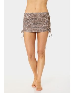 California Waves Solid Popcorn Scrunch Side-tie Swim Skirt - White