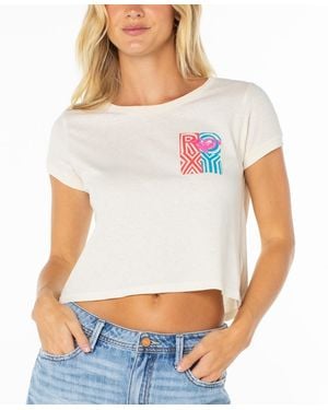 Roxy Graphic Cotton Cropped T-shirt - White