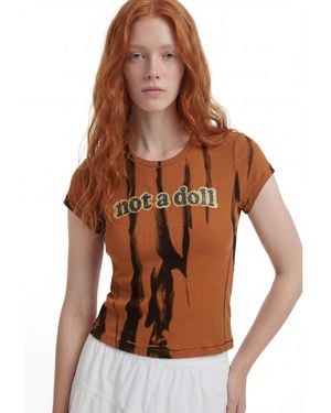 Desigual Printed Message T-shirt - Brown