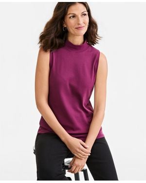 Style & Co. Mock Neck Cotton Tank - Purple