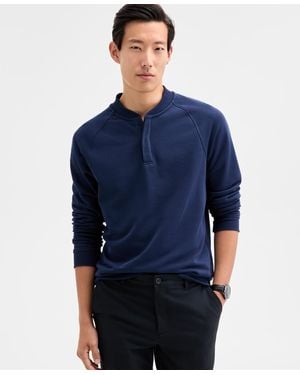 Alfani Long Sleeve Quarter-snap French Terry Sweatshirt - Blue