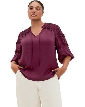 City Chic Drama Queen Elbow Sleeve Shirt - Purple