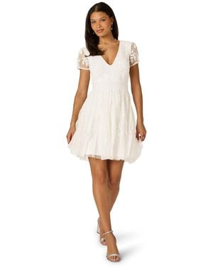 princess polly baby blue dress Adrianna Papell Womens V Neck Beaded Midi Dress