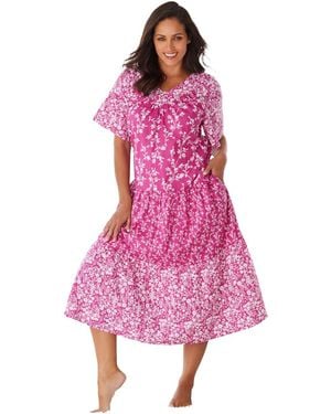 Only Neccessities Plus Size Tiered Print Lounger - Pink