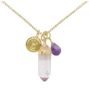 charged Crystal Gemstone Charm Necklace - Metallic
