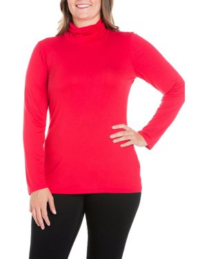 24seven Comfort Apparel Plus Size Classic Turtleneck Top - Red
