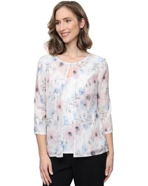 Alex Evenings Sequin Detail Boat Neck Twinset Top - White