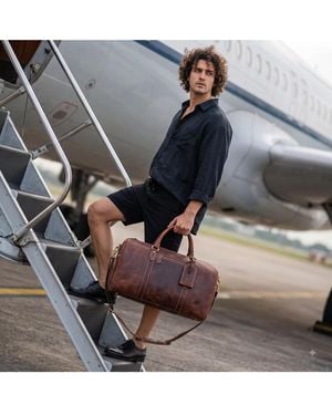 Aaron Leather Goods Forge Leather Suede Duffle Bag - Black