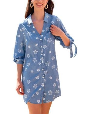 CUPSHE Vacation Icon Floral Mini Beach Dress - Blue