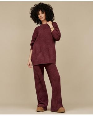 UGG Riz Ribbed Long-sleeve Knit Sleep Top - Red
