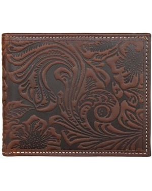 Lucky Brand Western Embossed Leather Bifold Wallet - Brown