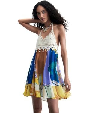 Desigual Sleeveless Printed Dress - Blue