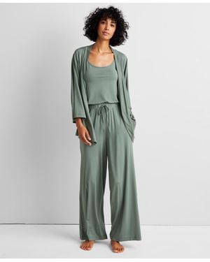 State Of Day 3-piece. Fluid-knit Pajama Set - Green