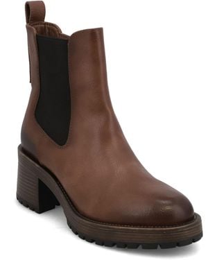 MIA Martelli Lug Sole Chelsea Round Toe Booties - Brown