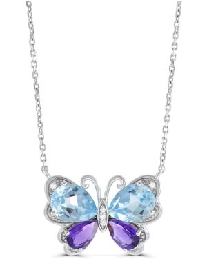 Macy's Topaz And Amethyst Butterfly Pendant Necklace (2-1/10 Ct. T.w. - Blue