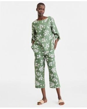 Charter Club Lined Printed Cropped Pants Macys Exclusive - Green