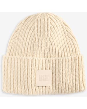UGG Chunky Rib-knit Logo-patch Beanie - Natural