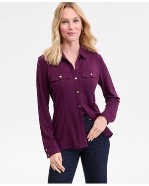 INC International Concepts Knit Utility Shirt - Purple