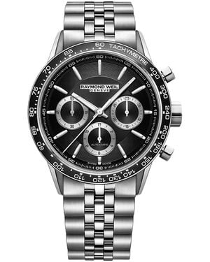 Raymond Weil Swiss Automatic Chronograph Freelancer Stainless Steel Bracelet Watch 44mm - Black