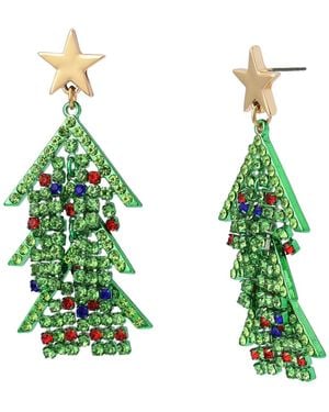 Betsey Johnson Faux Stone Santa Baby Christmas Tree Drop Earrings - Green