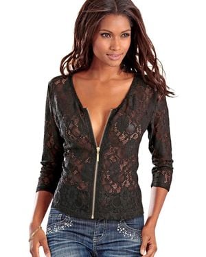 Lascana Floral Lace Zip Jacket - Black