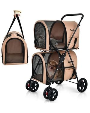 SUGIFT 4-in-1 Double Pet Stroller - Black