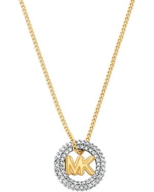 Michael Kors Pave Logo Pendant Necklace - Metallic