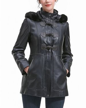 BGSD Plus Size Flora Leather toggle Coat - Black