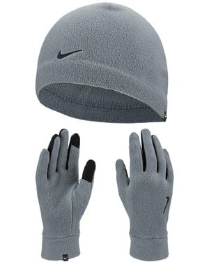 Nike Fleece Hat & Gloves - Gray