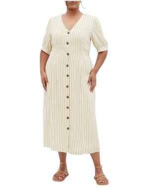 City Chic Plus Size Charli Stripe Dress - Metallic