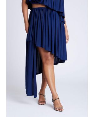 Eloquii Plus Size Cascading Asym Skirt - Blue