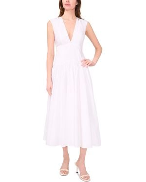 Parker The Abria Cotton Plunging-neck Drop-waist Midi Dress - White