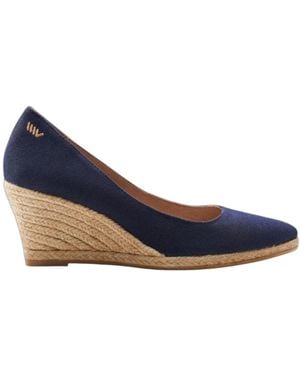 VISCATA Roses Canvas U Cut Espadrille Wedges - Blue