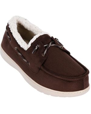 Isotoner Boater Moccasin Slippers - Brown