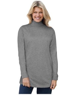 Woman Within Within Perfect Mockneck Tunic - Gray