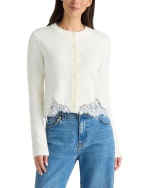 Ellen Tracy Lace-detail Long-sleeve Cardigan - White
