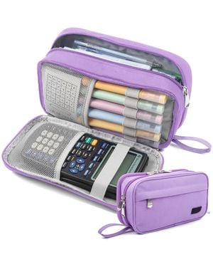 Danrong Large-capacity 3-layer Pencil Case - Purple