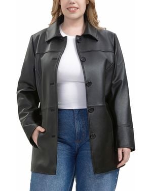 BGSD Petite Sofia Leather Car Coat - Black