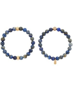 charged Stone Beaded Motif 2 Pieces Bracelet Set - Blue